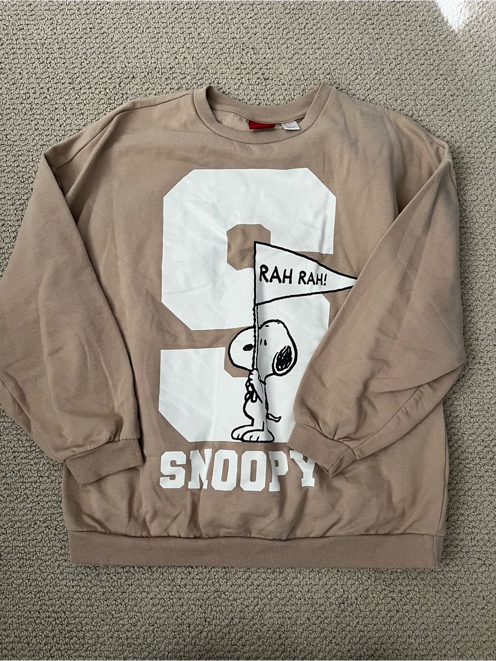Peanuts Snoopy Cream Crewneck Sweatshirt with White Graphic